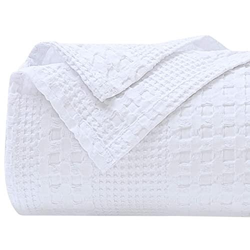 PHF 100% Cotton Waffle Weave Blanket Queen Size - Washed Sof
